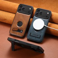 Coque de téléphone SUTENI pour iPhone 18 Pro Max avec support magnétique, chargement sans fil, surface lisse, cuir synthétique de luxe, compatible 17 16 Plus 15 14 13 12