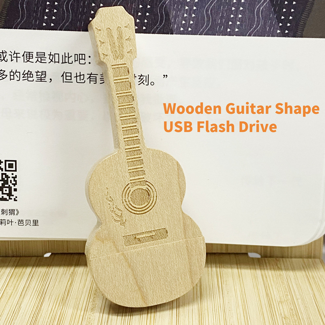 Custom Logo USB 3.0 16Gb 32Gb Wooden Maple Bamboo Walnut Wood Guitar Shape USB Flash Drive