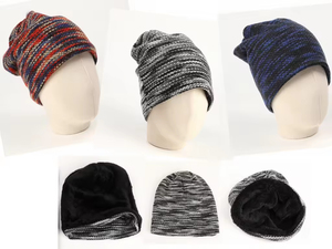 맞춤형 로고 슬라우치 비니 유니섹스 펑크 니트 모자 개인화된 부드러운 신축성 있는 원단 겨울 따뜻한 스컬 캡 비니 - Product Image 3
