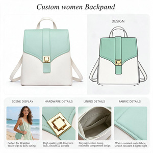 Custom <b>Women</b> <b>Mini</b> <b>Backpack</b> Elegant PU Leather Square Bag Waterproof Hasp Closure Daily Use - Product Image 2