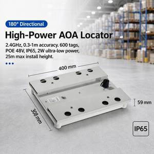 Anclaje BLE AOA de alta potencia del fabricante, 25m de altura, 600 etiquetas de 0.3-1m, IP65, 400mm, PoE 48V para pasillos de hospitales, fábricas y almacenes - Product Image 1