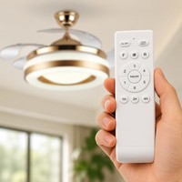 Ventilador de Techo con Aspas Transparentes de Nuevo Diseño, con Luz y Control de Velocidad Integrado, Control de Pared con Interruptor de Luz