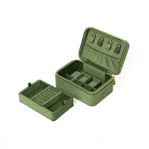 Zebo Portable Velvet Jewelry Box with Zipper Travel <b>Storage</b> Case for <b>Rings</b> Earrings Necklaces Custom Logo Available - Product Image 5