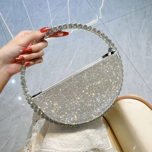 Bolsos de Fiesta Brillantes de Verano 2026 para Damas, Bolsos de Lujo con Marco Redondo, Bolsos Circulares para la Noche, Bolsos de Media Luna con Pedrería para Mujer - Product Image 1