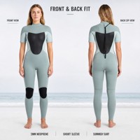 Combinaison de plongée en néoprène pour femme, col montant, color block, extensible, 2 mm, fermeture éclair dorsale, pour le surf