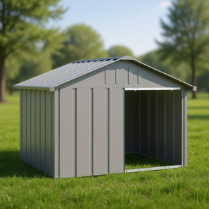 Cuccia per Cani in Acciaio Zincato Grigio 45.9x40.6x32.1 Pollici, Arredo Esterno Antivento per Animali Domestici di Taglia Grande, Tutte le Stagioni - Product Image 2