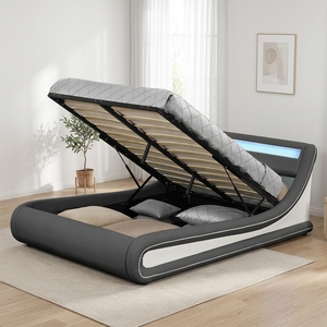 Cadre de lit ottoman king size Willsoon en cuir PU souple avec éclairage LED pour <span class=keywords><strong>chambre</strong></span> à coucher - Product Image 4
