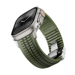 Bracelet en silicone de style grenade pour <span class=keywords><strong>Apple</strong></span> <span class=keywords><strong>Watch</strong></span> 42/44/45/49 mm, avec boucle argentée ou noire, taux de rachat élevé de 55,17 %, plus de 11 000 vendus - Product Image 3
