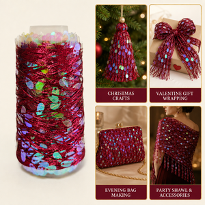 Filato con Paillettes a Goccia d'Acqua per Natale, per Lavori Artigianali, Uncinetto, Regali, Fornitore OEM all'Ingrosso Cina, Poliestere/Nylon Tuyi - Product Image 3