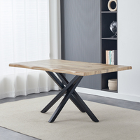 Table à manger moderne en bois massif avec plateau stable et structure chromée pour salle à manger, hôtel, appartement, cuisine, bar