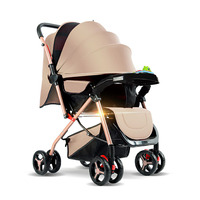 Poussette compacte pliable 2-en-1 à 8 roues, légère, pour bébés de 0 à 3 ans, avec plateau pour enfants