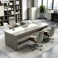 Bureau de direction en forme de L de luxe moderne JIUSHUN, table de travail pour PDG et cadres supérieurs