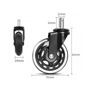 Furniture Caster 3-Inch Transparent Silent PU <b>Wheel</b> Spring Clip Precision Ball Bearing Modern Design Bedroom Use - Product Image 2