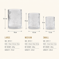 Photophore en verre gaufré transparent avec motif de feuilles botaniques – Vente en gros de coupelles pour la décoration de mariages, de maisons et d'événements