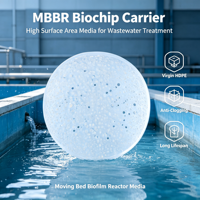 Biochip MBBR Biocell, Portador Biológico Flotante de 30*1.1mm, Medio Filtrante de HDPE Virgen de Alta Superficie para Tratamiento de Aguas Residuales