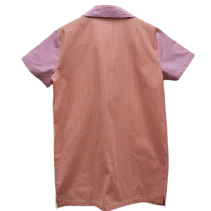 Produttori di abiti doganali <span class=keywords><strong>camicetta</strong></span> di cotone a righe giallo chiaro e <span class=keywords><strong>fucsia</strong></span> e camicie a maniche corte - Product Image 2