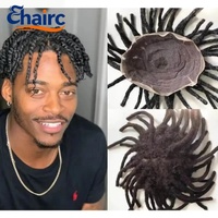 Perruque complète en dentelle pour hommes, dreadlocks, 100% cheveux indiens Remy, bouclés afro, respirante, durable, noire |   Perruques en cheveux humains naturels