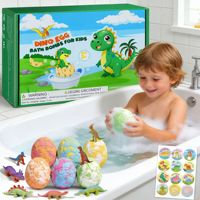 OEM ODM Bombas de Baño Efervescentes con Forma de Huevo de Dinosaurio, Set de Regalo de 6 Piezas, 1000g, Naturales, Hechas a Mano, Caja de Regalo Colorida para Niños, Marca Privada