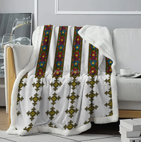 Couverture Sherpa personnalisée avec motif croix éthiopienne, couverture décorative douce et confortable en peluche Sherpa, couverture en polaire