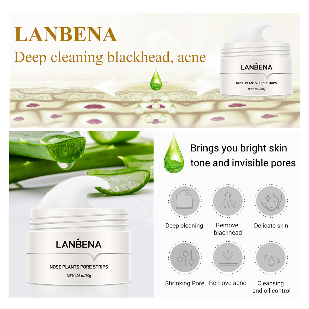 LANBENA Plants Pore Nose Strips for All Skin Types - Blackhead Remover,  Hydrating, and Moisturizing Acne Treatment (30g)