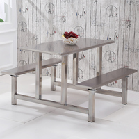 Chaise de table de salle à manger en acier inoxydable pour élèves, combinaison de 4 personnes et 6 employés, chaise de table de restauration rapide