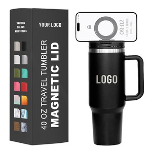 Insulated Magnetic 40 oz <b>Tumbler</b> <b>with</b> <b>Handle</b> Reusable Stainless Steel Water Bottle <b>with</b> MagSafe 360 Rotate Phone Holder - Product Image 1