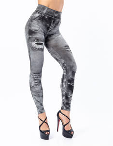 Nuovi pantaloni da donna imitazione Jeans in Denim consumati Leggings Casual a vita alta pantaloni a matita elasticizzati sportivi <span class=keywords><strong>Leggins</strong></span> - Product Image 3