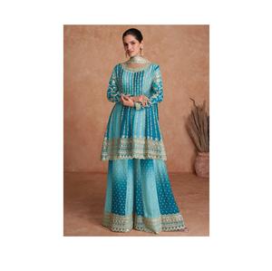 Nueva colección étnica Chinon Salwar traje para mujer elegante Palazzo traje pakistaní disponible para venta de exportación - Product Image 1