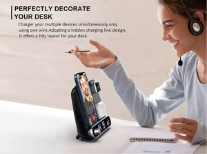 2025 support multifonction de produit tendance avec Station de thermomètre pour iphone chargeur sans fil magnétique 3 en 1 avec réveil - Product Image 2