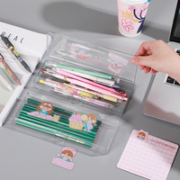 Boîte de rangement de bureau créative en plastique PS transparent à usage scolaire Trousse à crayons transparente créative