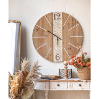 Horloge murale rustique ronde de luxe avec esthétique en bois vieilli et ferme pour les acheteurs de décoration intérieure en gros à la mode
