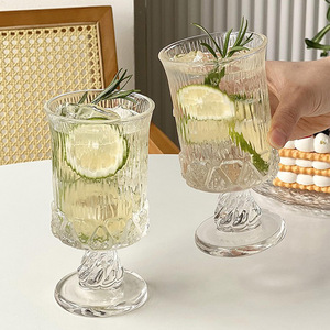 Verre à <span class=keywords><strong>vin</strong></span> rouge et whisky sur pied, style cour français, gaufré, avec motif de fruits, idéal pour les jus - Product Image 1
