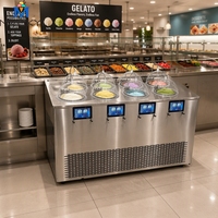Machine à glace et gelato commerciale Mvckyi avec contrôle de la production en surplus, réservoir de 5,5 L, congélateur vertical automatique par lots
