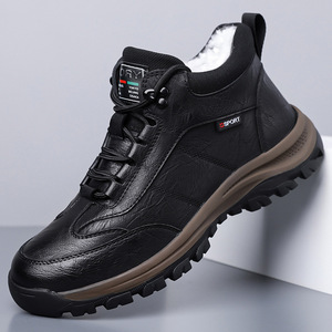 Botas de Nieve para Hombre, de Cuero Genuino, con Forro de Felpa, Suela de Goma Antideslizante, Entresuela de EVA y Punta Redonda - Product Image 1