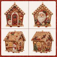 Kit de Peinture Diamant DIY Maison en Bois de Noël, Ensemble Artisanat Maison de Pain d'Épices 3D pour Décoration de Noël et Cadeau