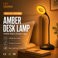 Lampe de table LED moderne à commande tactile, lumière ambrée 3W, alimentée par piles, fonction de gradation progressive, lampe de lecture décorative