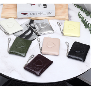 Oil Wax Cowhide Leather Wristlet Keychain <b>Wallet</b> Genuine Leather Designer Coin Purse Keychain <b>Wallet</b> Mini <b>Small</b> Purse Bag - Product Image 2