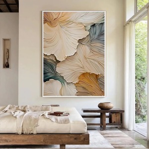 Elegante <span class=keywords><strong>Arte</strong></span> de Pared Texturizado con Tonos Neutros Florales Etéreos Abstractos, Exquisita Pintura al Óleo Abstracta, <span class=keywords><strong>Arte</strong></span> de Pared Botánico Moderno - Product Image 2