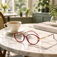Nuevas Gafas Ópticas de Moda para Mujer, Montura Ovalada Completa TR, Anti Luz Azul, Personalizadas, Venta al Por Mayor