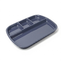 Assiette rectangulaire en plastique pour enfants, sans BPA, mignonne, à 4 compartiments, pour la maison, l'école, le restaurant, utilisable au micro-ondes