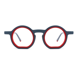 Montures de lunettes rondes à monture complète, bleu rouge, couleur unie, unisexe, légères, pour un usage quotidien, pour adultes - Product Image 6
