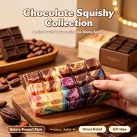 Jouet anti-stress populaire en PU en forme de barre de chocolat, motif défilant, amusant, au toucher doux, effet beurre de fromage, à rebond lent, vente en gros