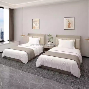 3 Star Hotel Bedroom Furniture Set Customize Single Double <b>Queen</b> King <b>Size</b> Wooden <b>Bed</b> With Upholstered Headboard And Nightstands - Product Image 5