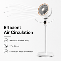 Ventilateur électrique sur pied avec écran LCD numérique, fil plastique minimaliste, directement du fabricant, idéal pour les hôtels et le camping en extérieur