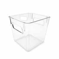 Transparente PET Umweltfreundliche Leichte Kühlschrank-Aufbewahrungsbox mit Integrierten Griffen BPA-Frei Quadratischer Küchen-Vorratsorganizer