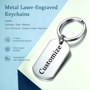 Porte-clés vierges en métal pour gravure laser DIY, en acier inoxydable, personnalisables avec logo, 5 formes, étanches, pour animaux de compagnie - Product Image 1