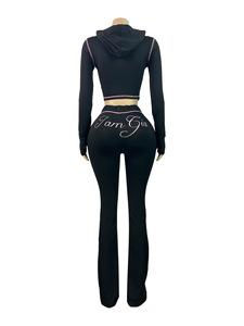 Özel Logo Y2K Kadın Giyim Seti Zebra Desenli Slim Fit Kapüşonlu Üst ve Bol Paça Pantolon İki Parçalı Eşofman Sokak Modası Kıyafetleri - Product Image 6