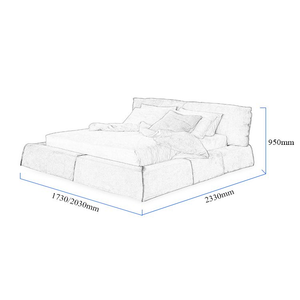 Lit double de luxe avec cadre en panneaux de bois massif en tissu mat design italien pour grandes chambres - Product Image 4