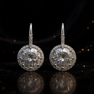 Boucles d'oreilles en or blanc Song Vatc avec diamants ronds taille brillant, couleur D, certifiées GIA, bijoux classiques pour femmes, pour mariage - Product Image 2