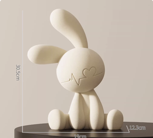 Statuetta di Coniglio Seduto in Resina Rossa, Scultura Artistica per Arredamento Casa, Soggiorno, Corridoio, Mobile TV - Product Image 2